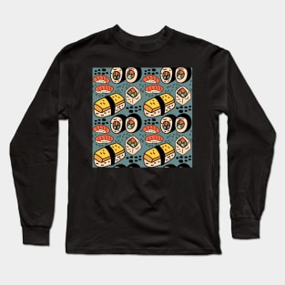 Blue Kawaii Sushi Long Sleeve T-Shirt